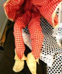aa bed doll red check legs